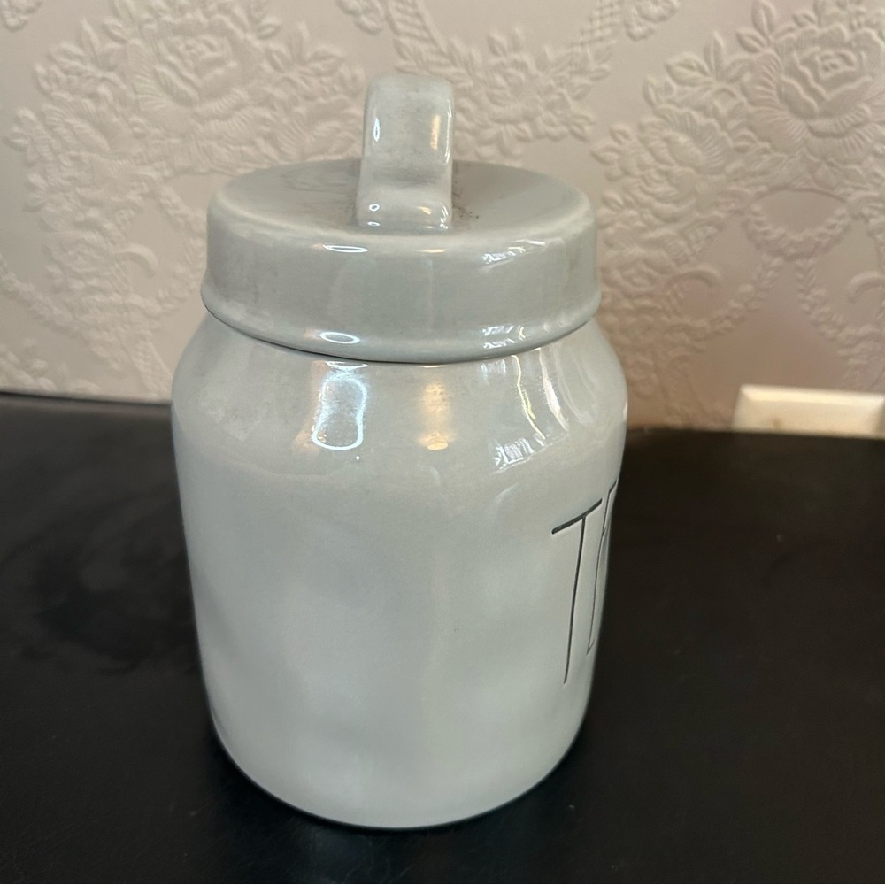 Rae Dunn Gray Black Tea Canister approx 6.5” high - Picture 5 of 6